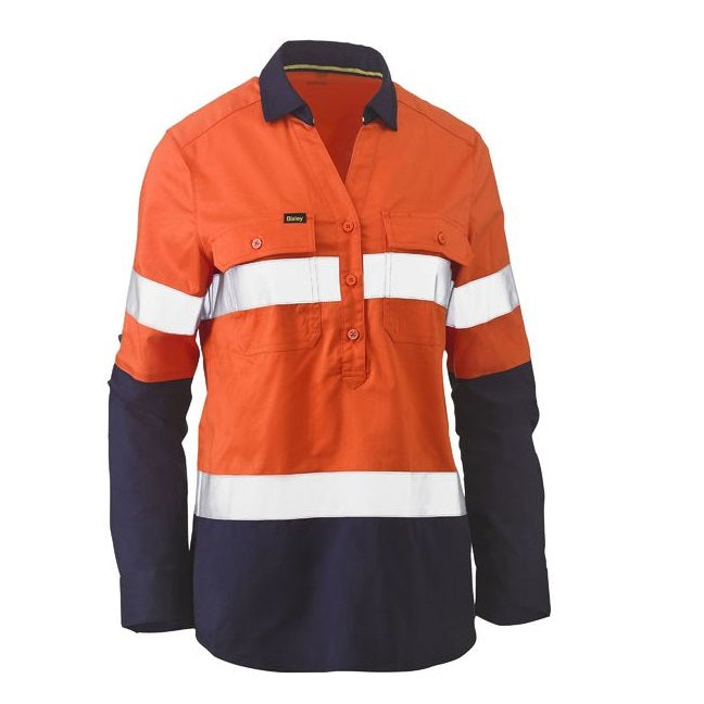Bisley BLC6064T Womens Taped HiVis Stretch V-Neck Shirt