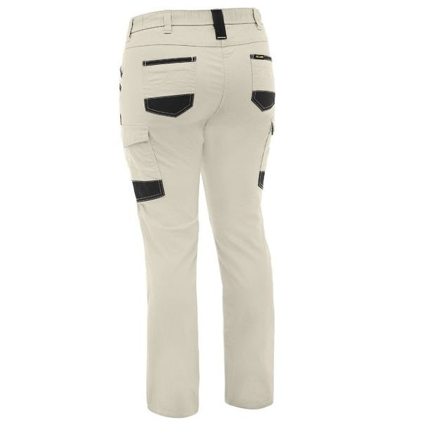 Bisley BPCL6338 Women's FLX & Move™ Stretch Canvas Elastic Waist Cargo Pants colour Stone - Back view