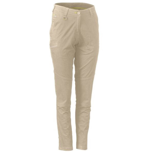 Bisley BPL6015 Women's Mid Rise Stretch Cotton Work Pants in colour Stone - front view
