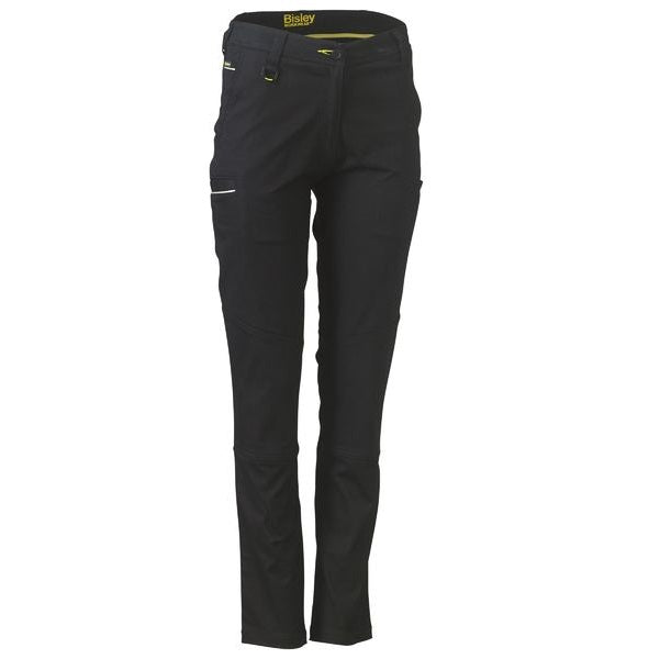 Bisley BPL6015 Women's Mid Rise Stretch Cotton Work Pants in colour black - front view