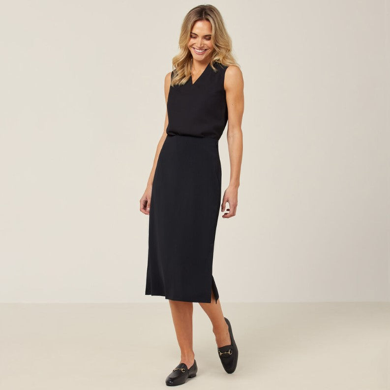 NNT CAT2RV Crepe Stretch Midi Length A-Line Skirt