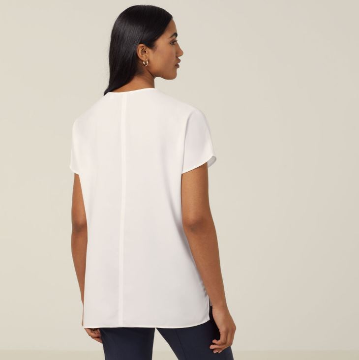 NNT CATUPU French Georgette Short Sleeve V-Neck Top