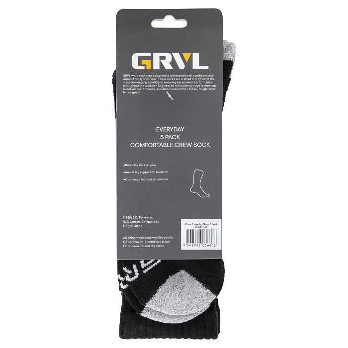 Grvl-S2 Everyday Crew 5 Pack Socks