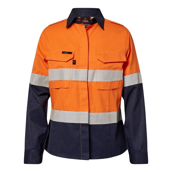 FlameBuster FSL016A Torrent HRC2 Ladies HiVis Two Tone Open Front Shirt