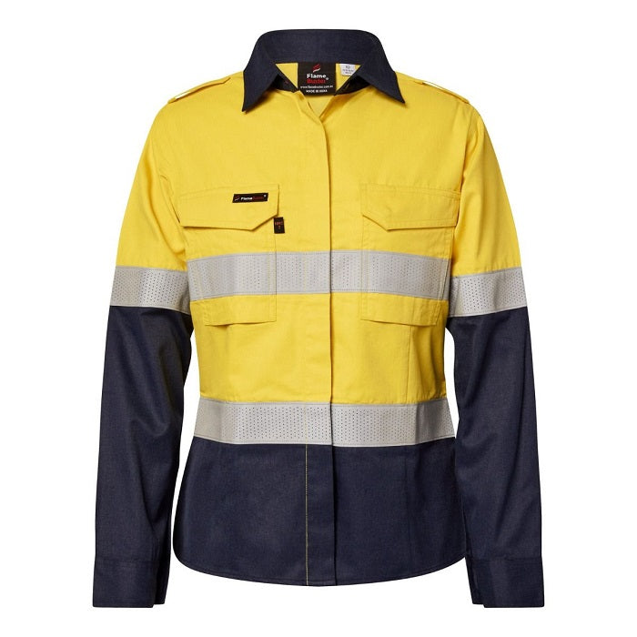 FlameBuster FSL016A Torrent HRC2 Ladies HiVis Two Tone Open Front Shirt