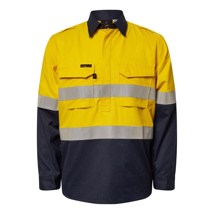 FlameBuster FSV015A Torrent HRC2 Mens HiVis Open Front Taped Shirt