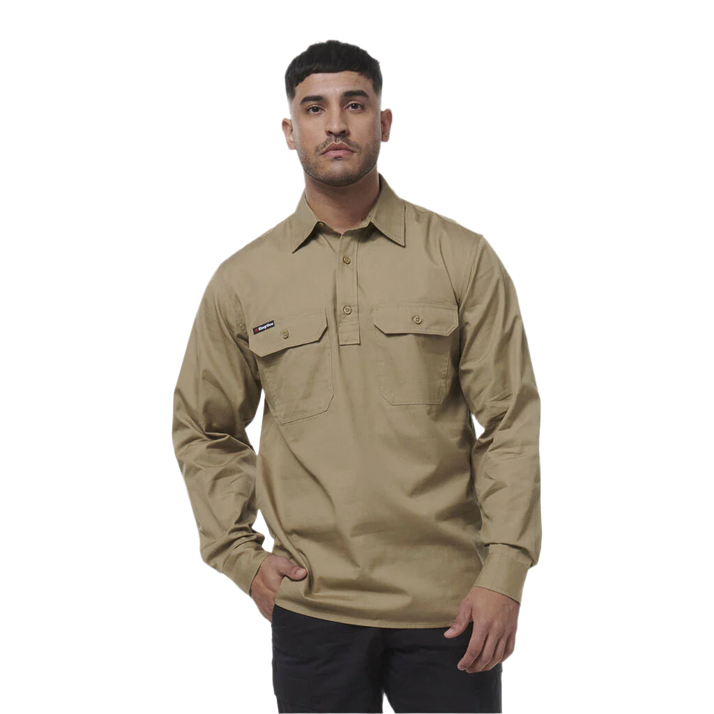 KingGee K14033 Mens Workcool Vented Closed Front Shirt Long Sleeve