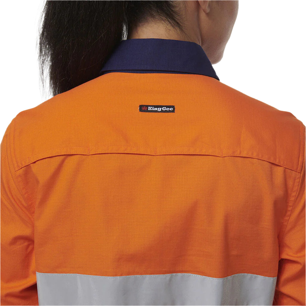 KingGee K44230 Womens Workcool Vented Closed Front Reflective Shirt