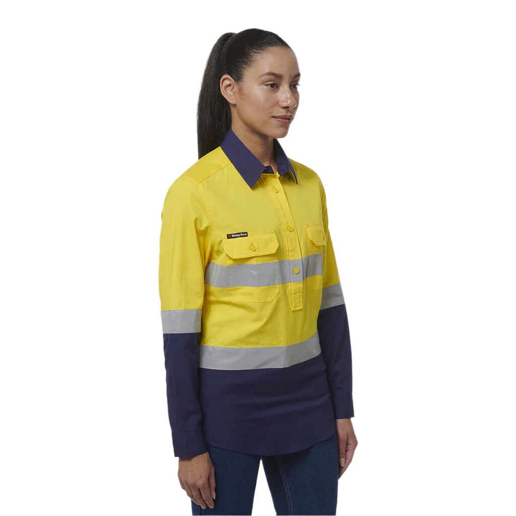 KingGee K44230 Womens Workcool Vented Closed Front Reflective Shirt