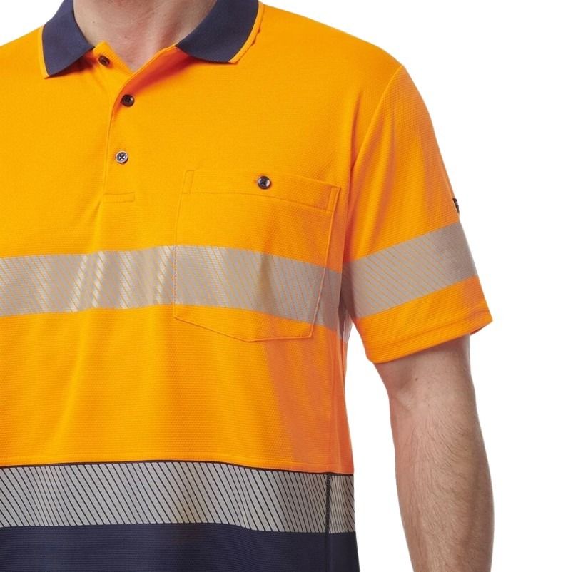 KingGee K54215 Workcool Hyperfreeze HiVis Taped Spliced Polo Short Sleeve