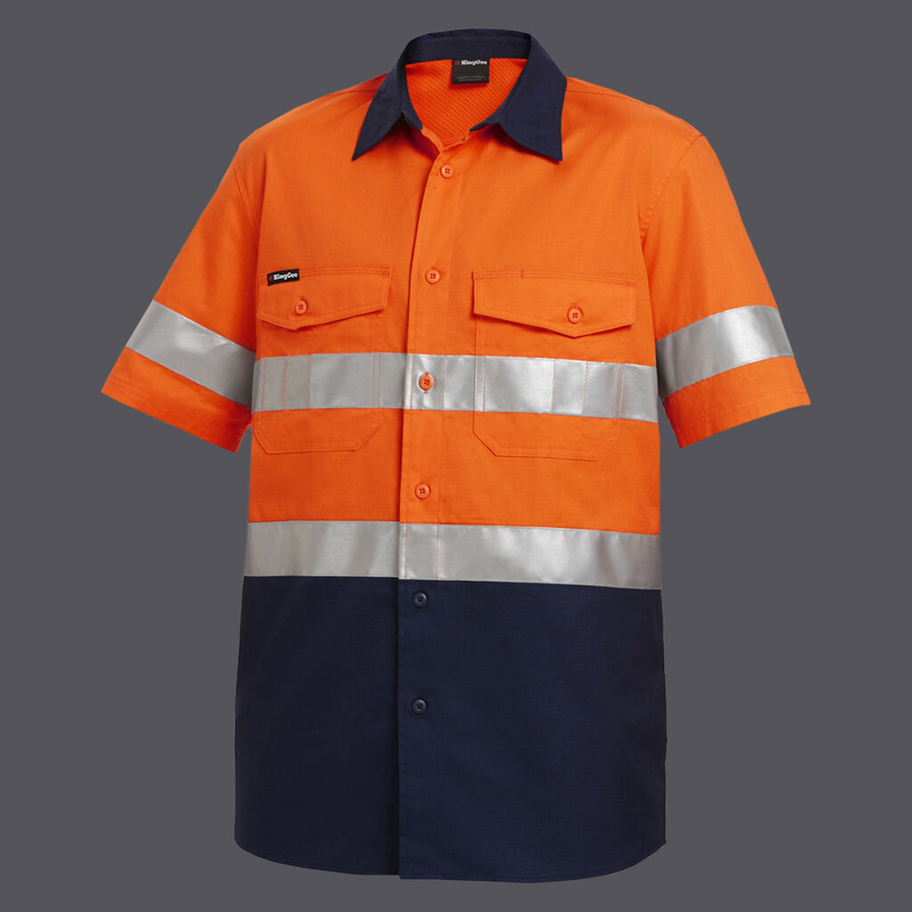 KingGee K54885 Workcool 2 HiVis Reflective Spliced Short Sleeve Shirt