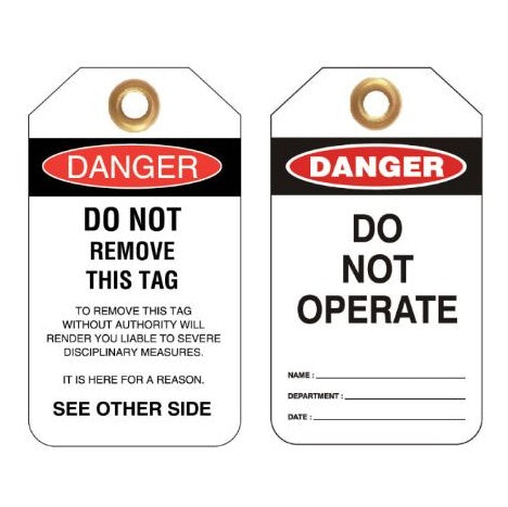 UDT300 80X140mm Heavy Duty PVC Tags Pkt 25 - Danger Do Not Operate