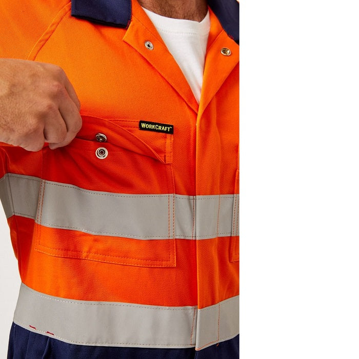 Workcraft WC3063 HiVis 2-Tone Cotton Drill Coverall with Industrial Laundry Reflective Tape