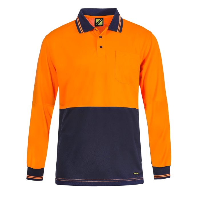 Workcraft WSP209 HiVis Lightweight L/S Micromesh Polo With Pocket