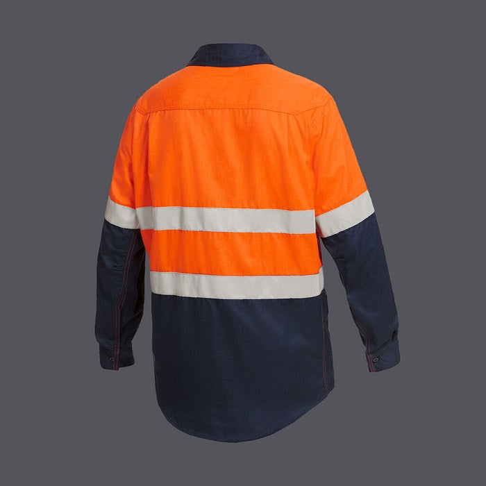 KingGee Y04350 Shieldtec FR Hivis 2tone Open Front Taped Shirt