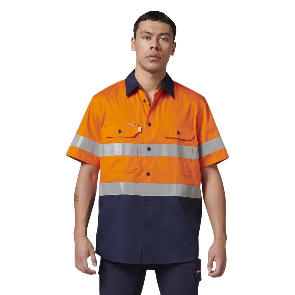 Hard Yakka Y07754 Short Sleeve Hi Vis 2 Tone Taped Vented Shirt