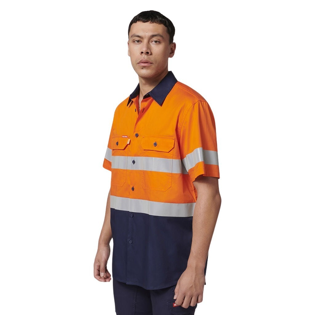 Hard Yakka Y07754 Short Sleeve Hi Vis 2 Tone Taped Vented Shirt