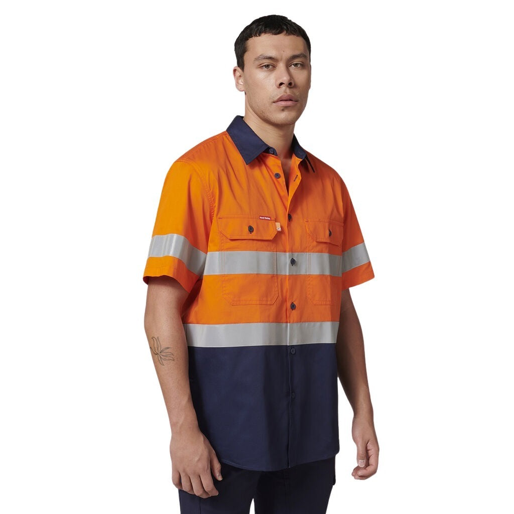 Hard Yakka Y07754 Short Sleeve Hi Vis 2 Tone Taped Vented Shirt