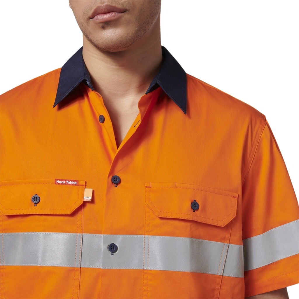 Hard Yakka Y07754 Short Sleeve Hi Vis 2 Tone Taped Vented Shirt