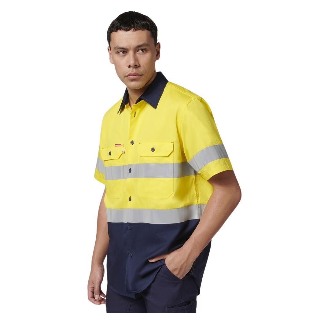 Hard Yakka Y07754 Short Sleeve Hi Vis 2 Tone Taped Vented Shirt
