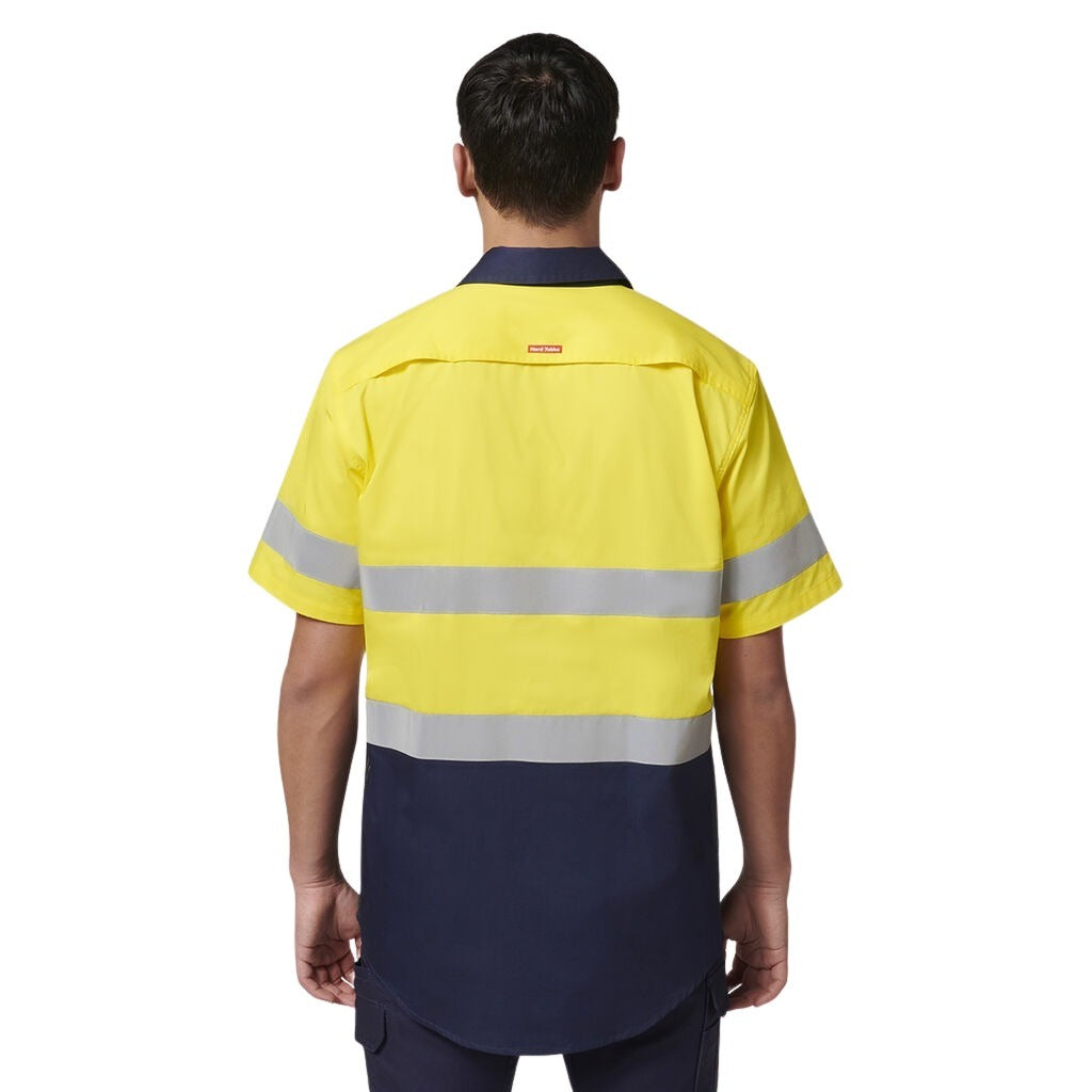 Hard Yakka Y07754 Short Sleeve Hi Vis 2 Tone Taped Vented Shirt