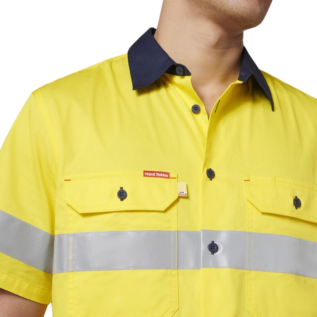 Hard Yakka Y07754 Short Sleeve Hi Vis 2 Tone Taped Vented Shirt
