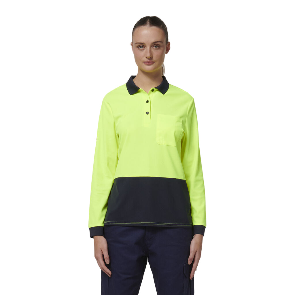Hard Yakka Y08603 Womens Long Sleeve Hi Vis Polo