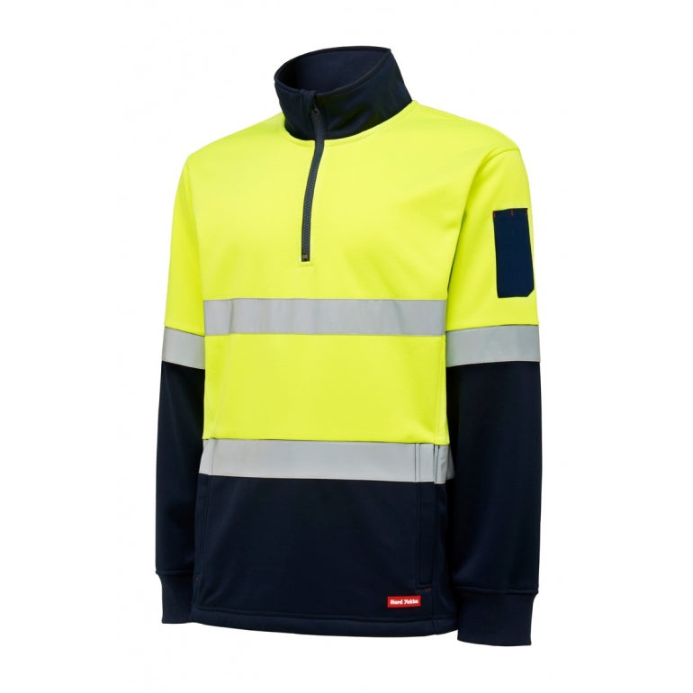 Hard Yakka Y19270 HiVis 2Tone 1/4 Zip Brushed Fleece Taped Jumper