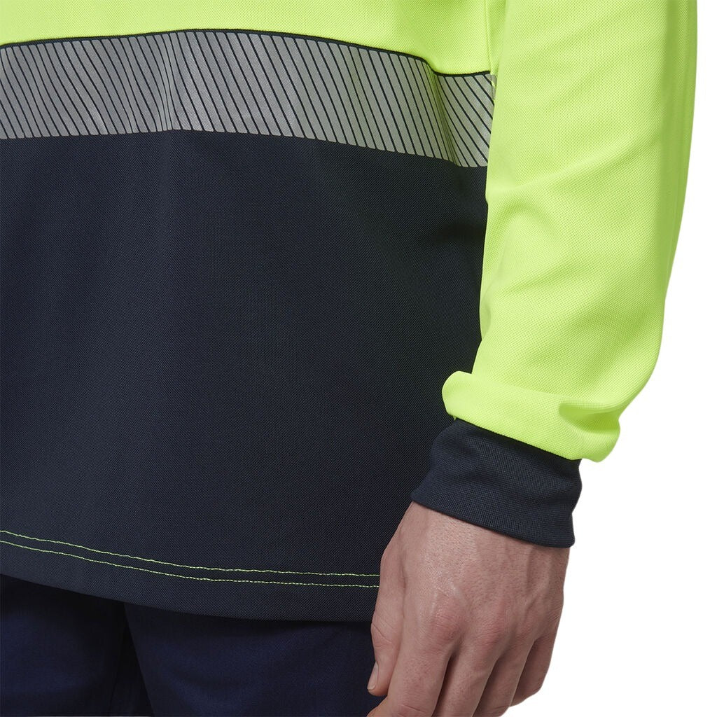 Hard Yakka Y19619 Mens Long Sleeve Hi Vis Taped Polo