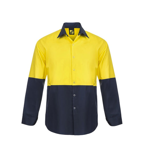 Workcraft WS3045 Lightweight HiVis Two Tone L/S Vented Cotton Drill Food Industry Shirt