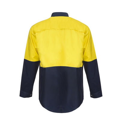 Workcraft WS3045 Lightweight HiVis Two Tone L/S Vented Cotton Drill Food Industry Shirt