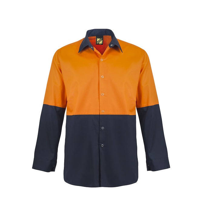Workcraft WS3045 Lightweight HiVis Two Tone L/S Vented Cotton Drill Food Industry Shirt