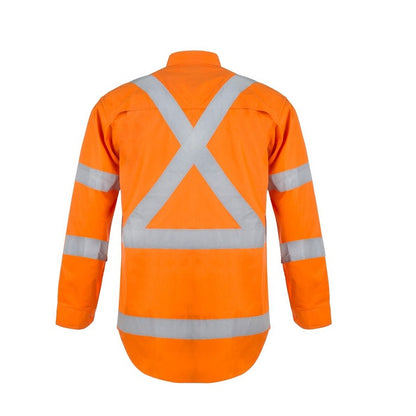 Workcraft WS3222 Hi Vis L/S Shirt with X Pattern Reflective Tape
