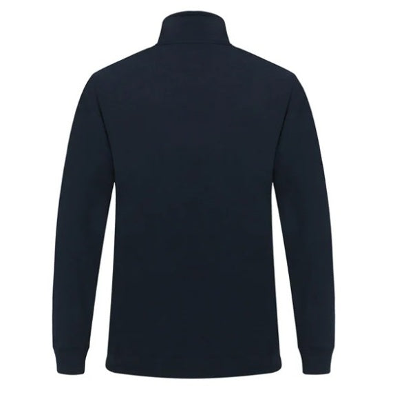 Navy blue long-sleeve shirt on a white background