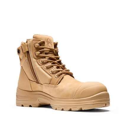 Wheat coloured lightweight slip resistant Redback CLZWT Lynx Zip/Lace Composite Safety Boots
