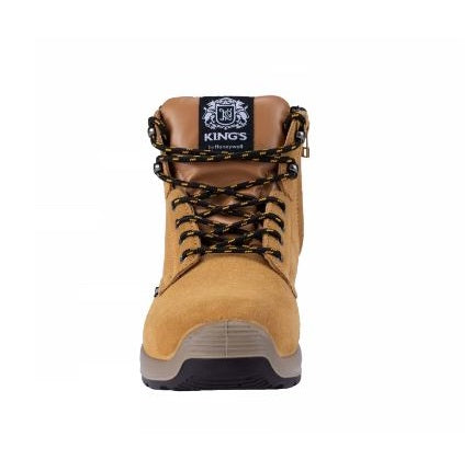 Kings 15-532Z Wheat Lace-Up Zip Sided Ankle Safety Boot