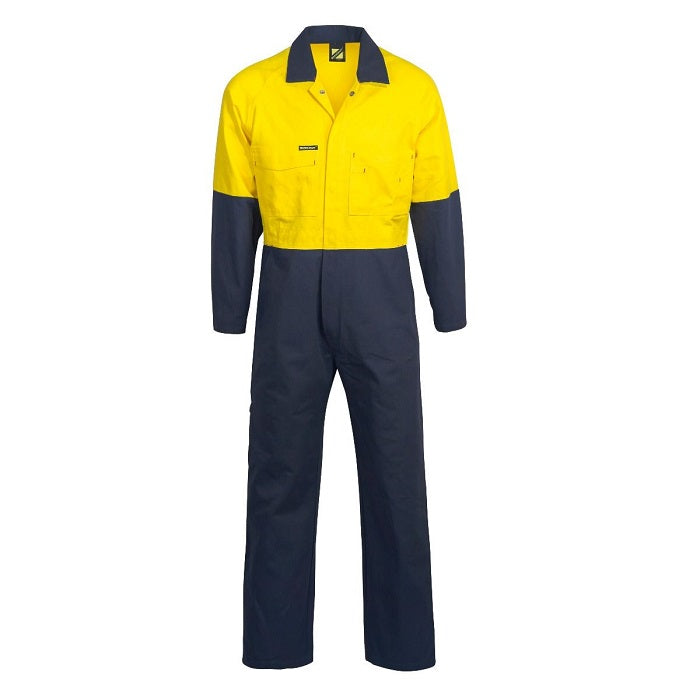 Workcraft WC3051 HiVis 2-Tone Cotton Drill Overalls - Yellow/Navy - Alternative Front View