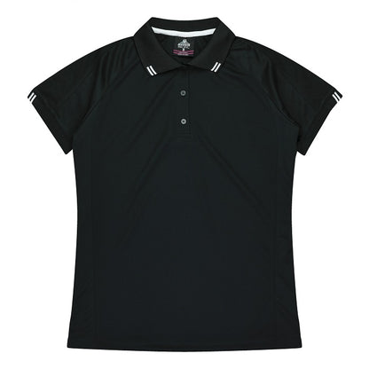 Aussie Pacific N2308 Flinders Ladies Polo Black/White