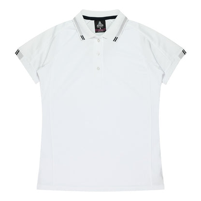 Aussie Pacific N2308 Flinders Ladies Polo White/Black