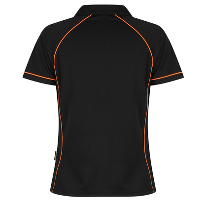 Aussie Pacific N2310 Endeavour Ladies Polo Black/Orange - back view