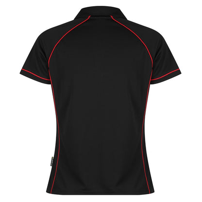 Aussie Pacific N2310 Endeavour Ladies Polo Black/Red