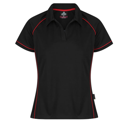 Aussie Pacific N2310 Endeavour Ladies Polo Black/Red
