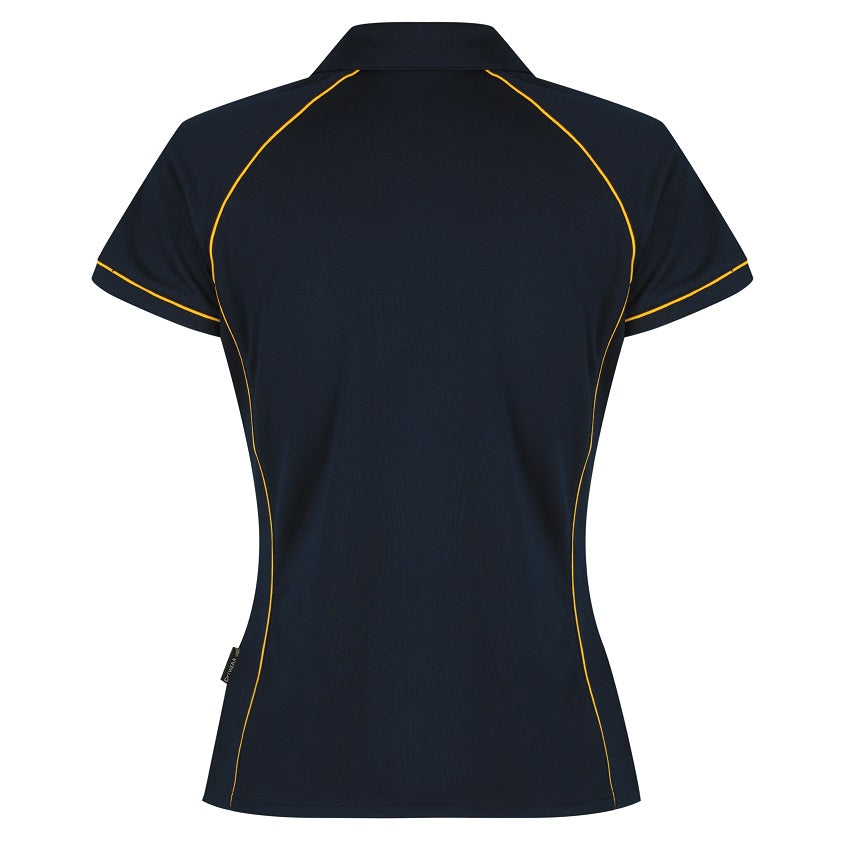Aussie Pacific N2310 Endeavour Ladies Polo Navy/Gold - Back view