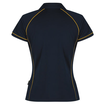 Aussie Pacific N2310 Endeavour Ladies Polo Navy/Gold - Back view