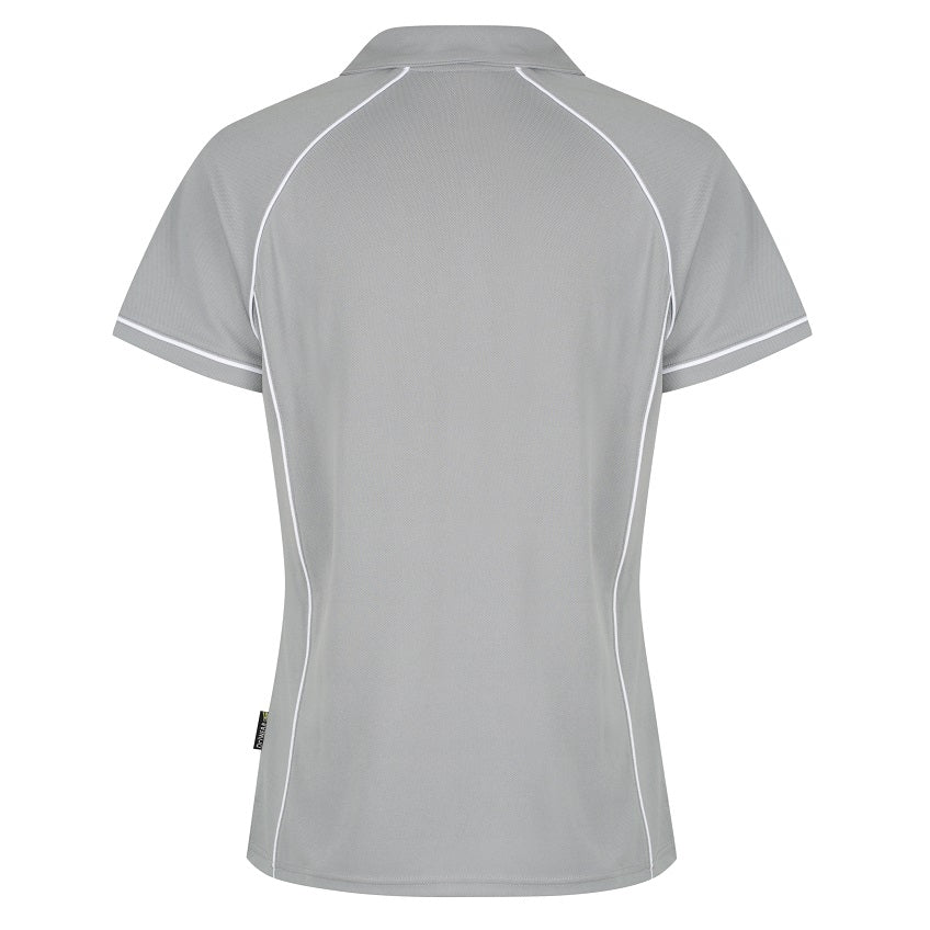 Aussie Pacific N2310 Endeavour Ladies Polo Silver/White - Back view