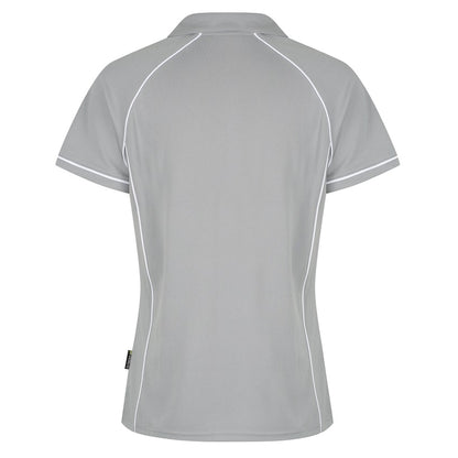 Aussie Pacific N2310 Endeavour Ladies Polo Silver/White - Back view
