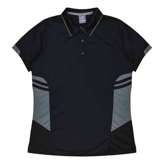 Aussie Pacific N2311 Tasman Ladies Polo Black/Ash
