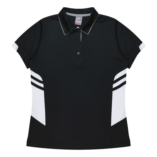Aussie Pacific N2311 Tasman Ladies Polo Black/White