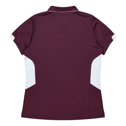 Aussie Pacific N2311 Tasman Ladies Polo Maroon/White