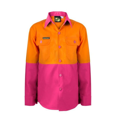 Workcraft WSK127 DISCONTINUED Kids HiVis 2-Tone Long Sleeve Shirt